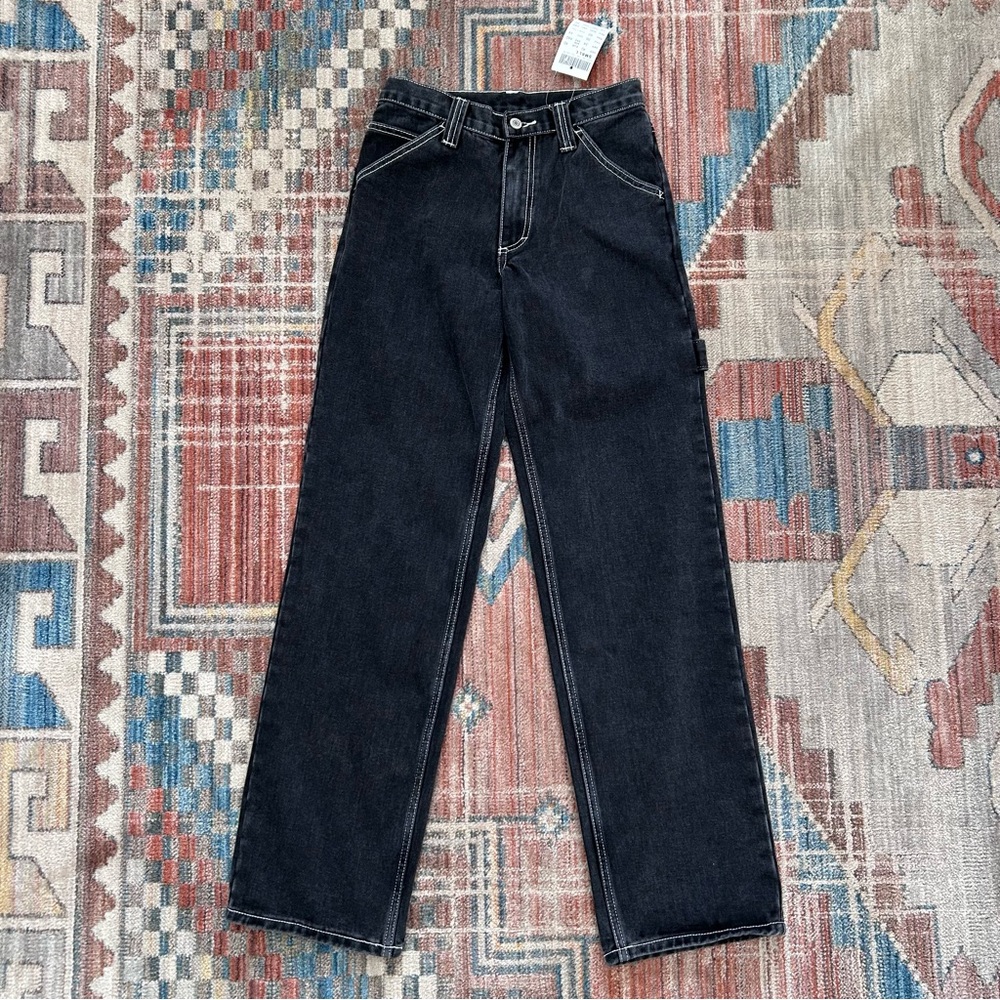 John Galt Brandy Melville Crispina Low Rise Carpenter Jeans Black Womens Small